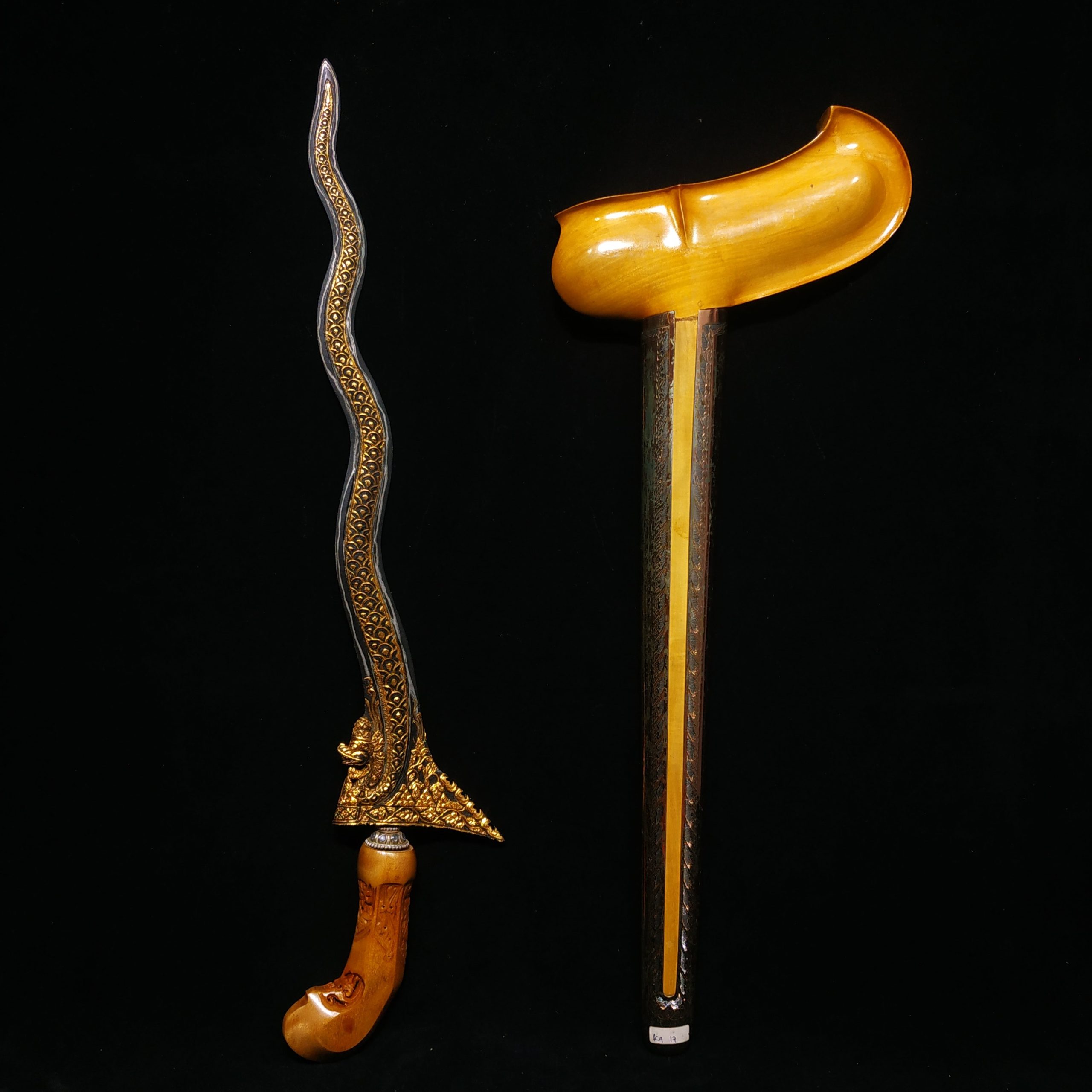 Keris Nogo Sapto Luk 7 Kinatah Kamarogan Pamor Wengkon
