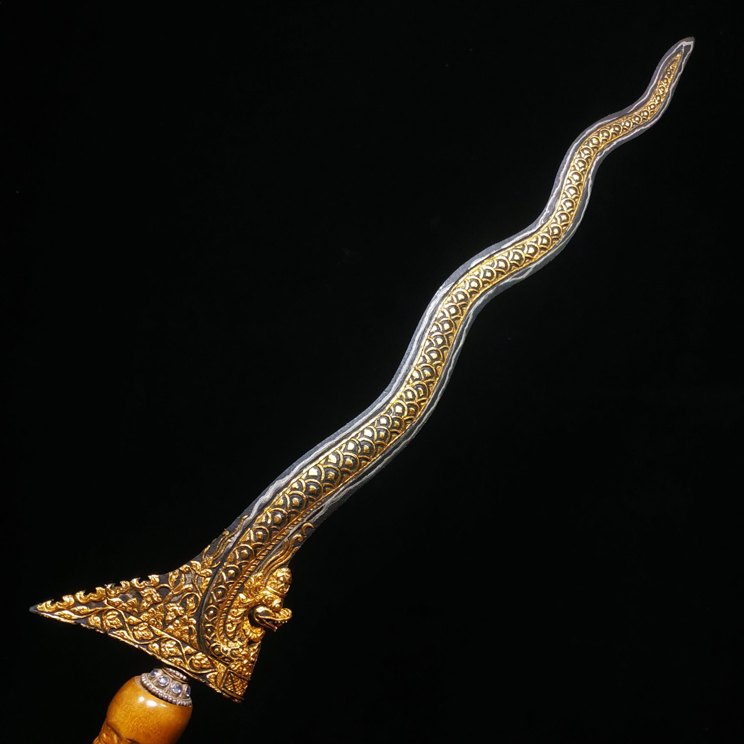 Keris Nogo Sapto Luk 7 Kinatah Kamarogan Pamor Wengkon
