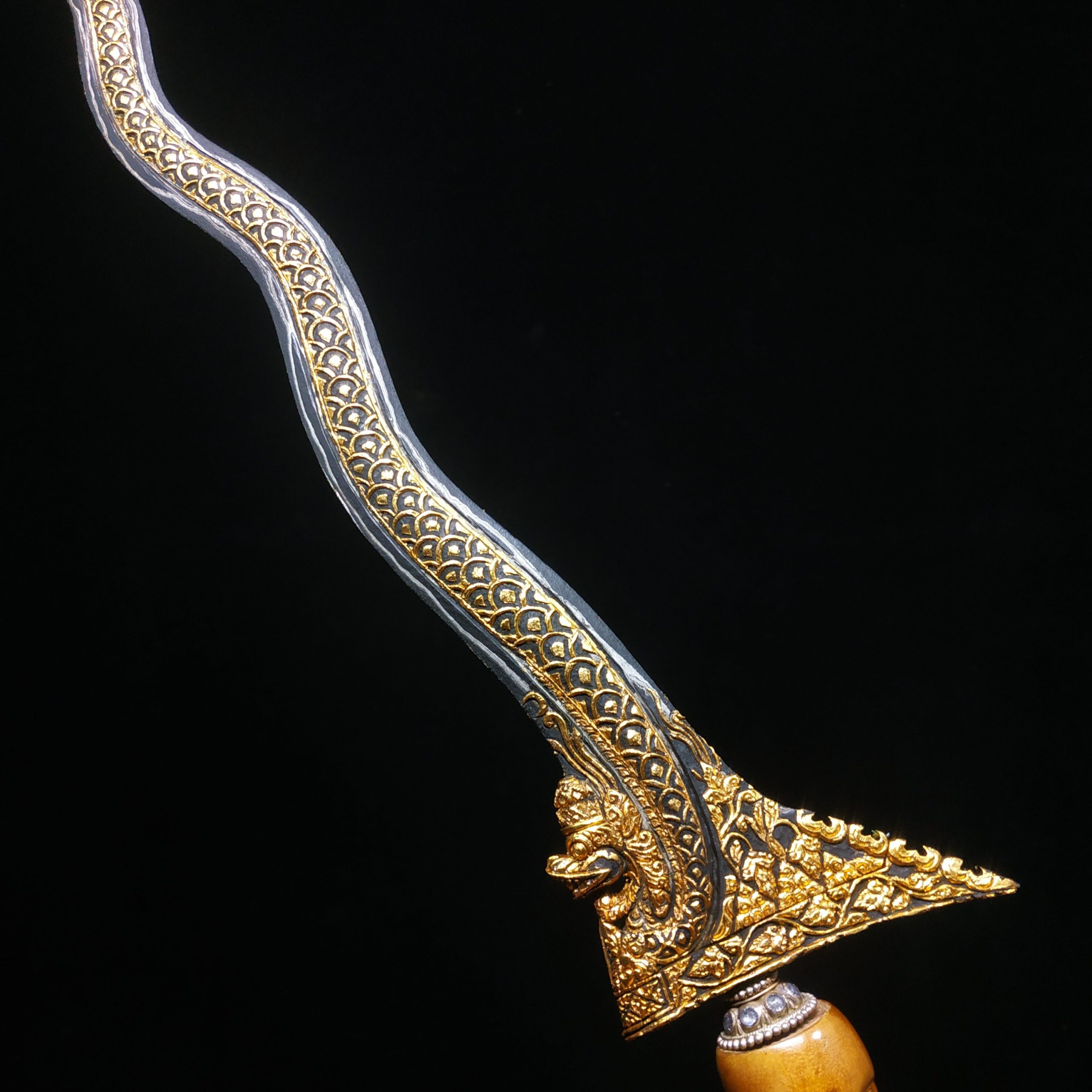 Keris Nogo Sapto Luk 7 Kinatah Kamarogan Pamor Wengkon