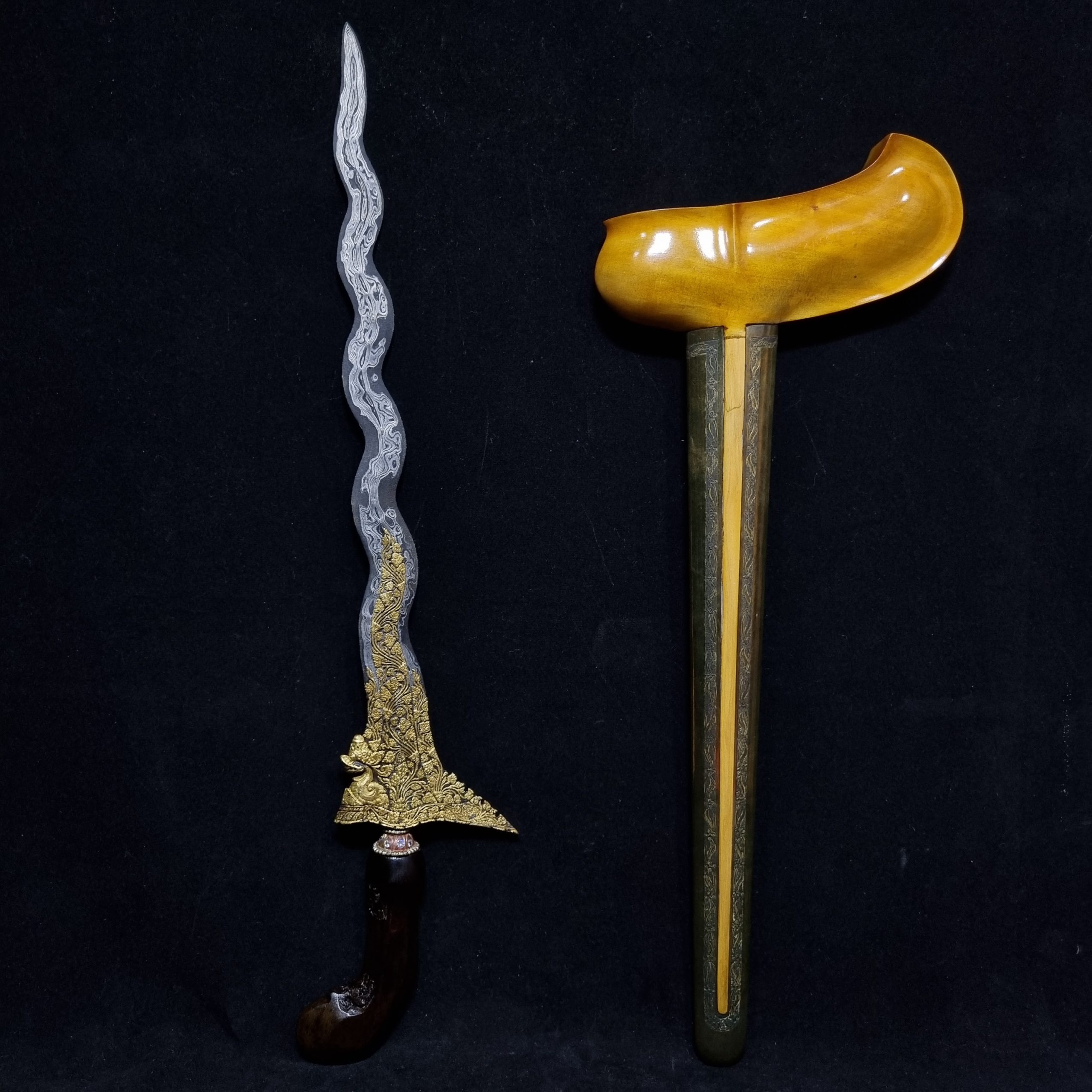 Keris Nogo Siluman Kinatah Emas Asli - Pusaka Keris