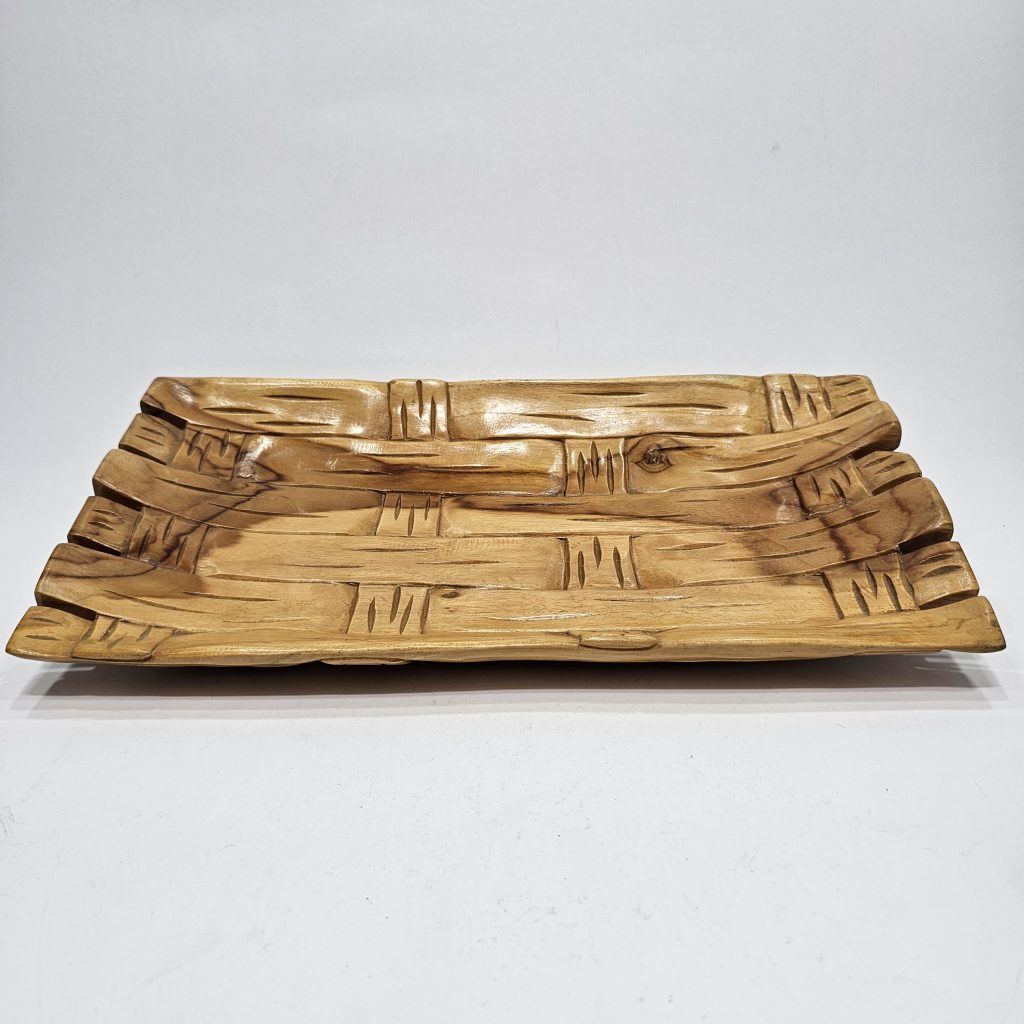 Piring Kotak Kayu Jati Motif Ukir
