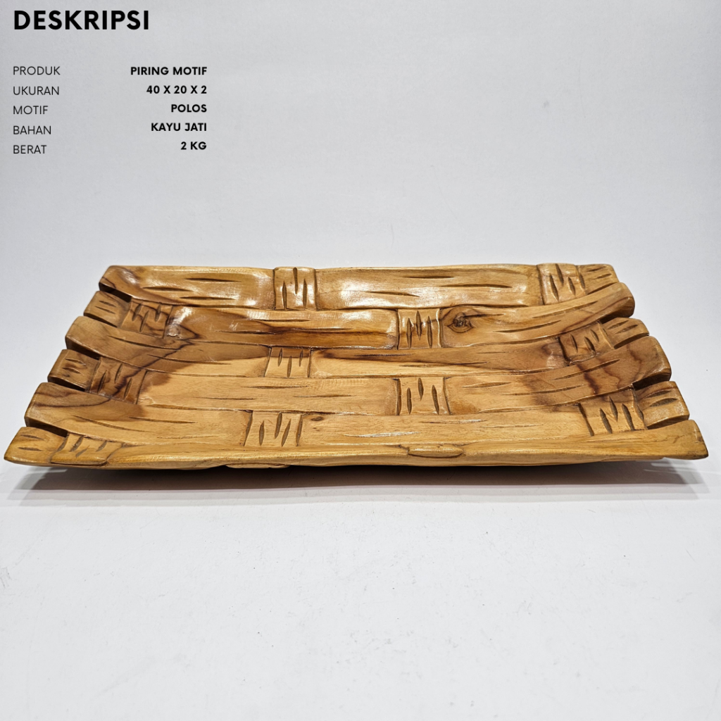 Piring Kotak Kayu Jati Motif Ukir