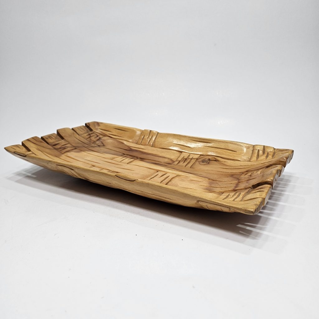 Piring Kotak Kayu Jati Motif Ukir