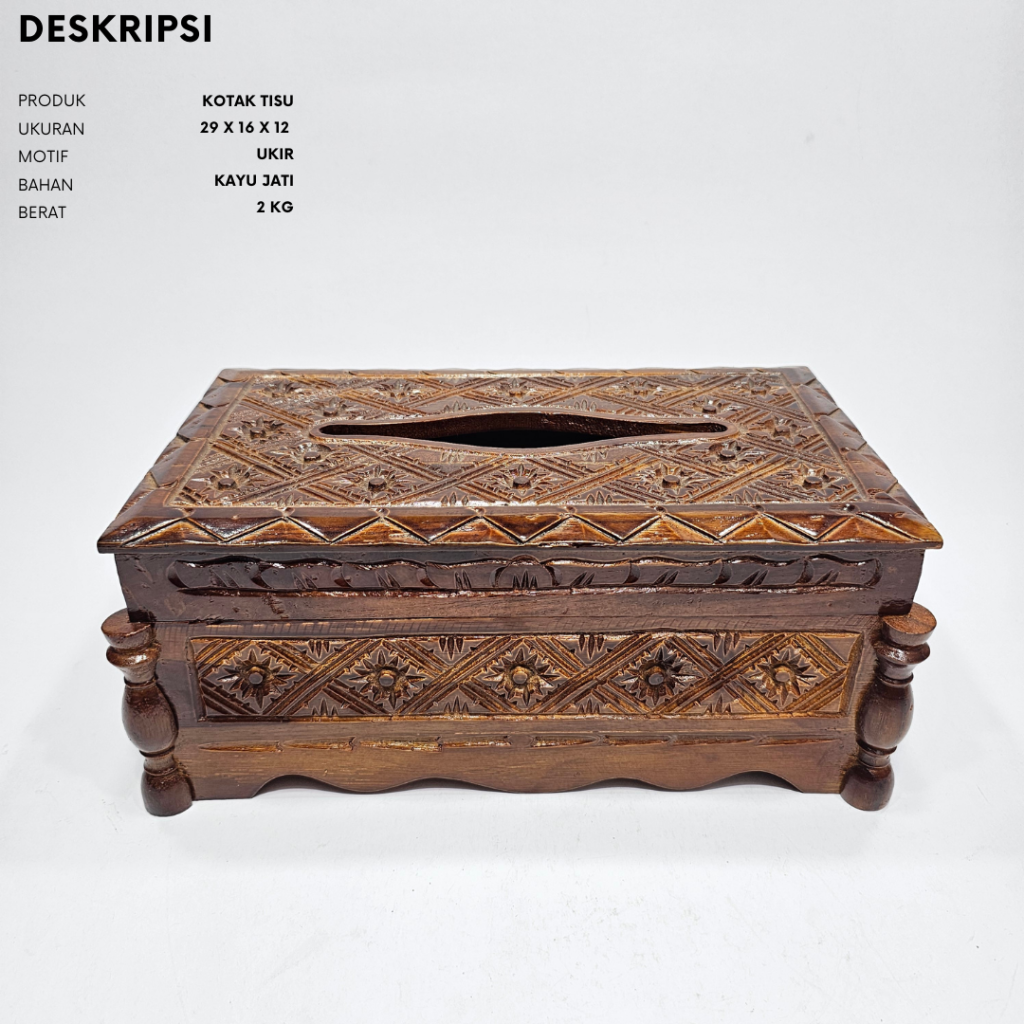 Tempat Tisu Ukir Kayu Jati