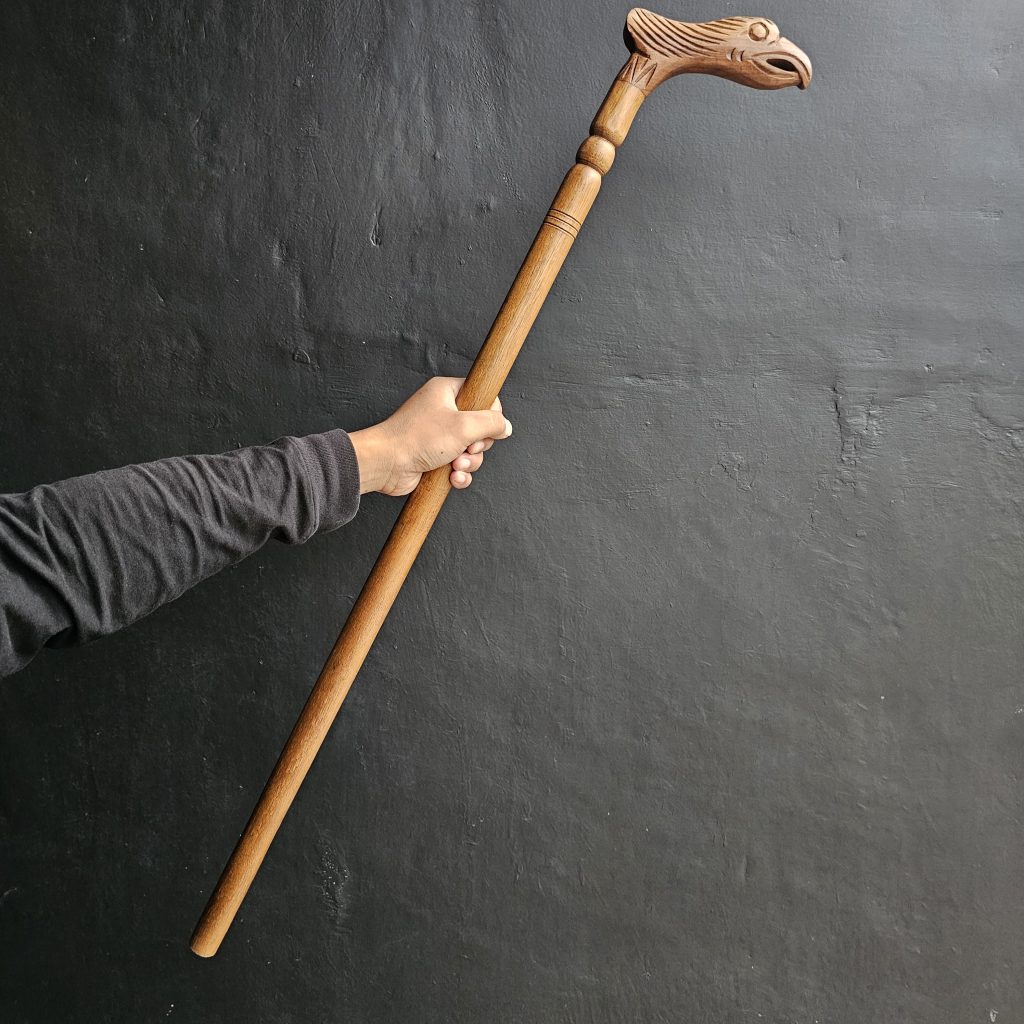 Tongkat Kayu Jati Motif Ukir Burung