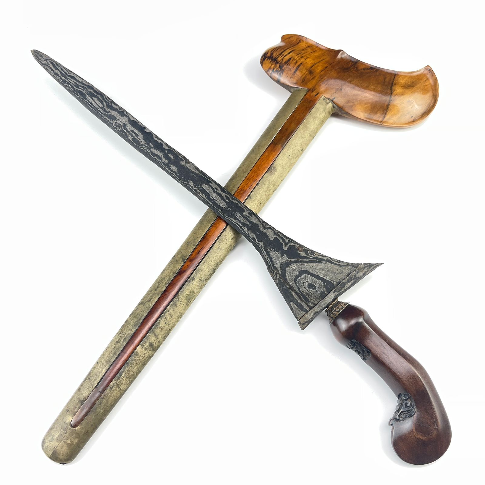Keris Kebo Lajer Dwi Pamor Batu Lapak Kulit Semangka Sepuh