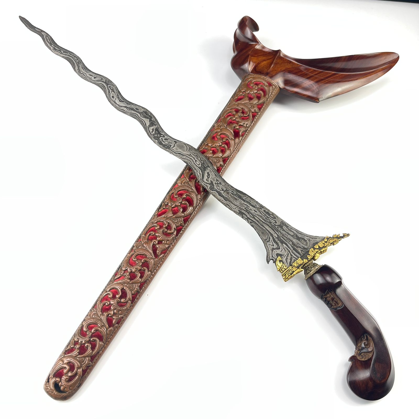 Keris Sengkelat Tinatah Emas Panji Wilis Gajah Singa