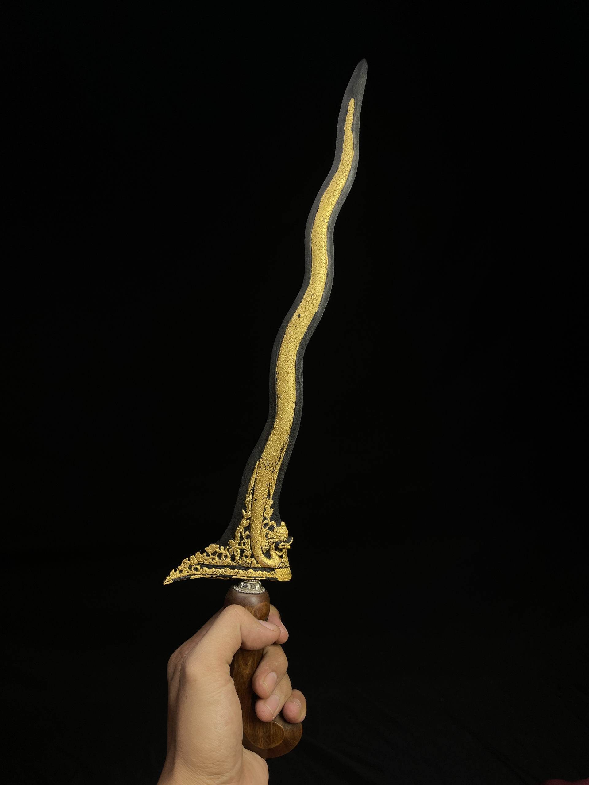 Keris Naga Sapta Tinatah Emas Asli