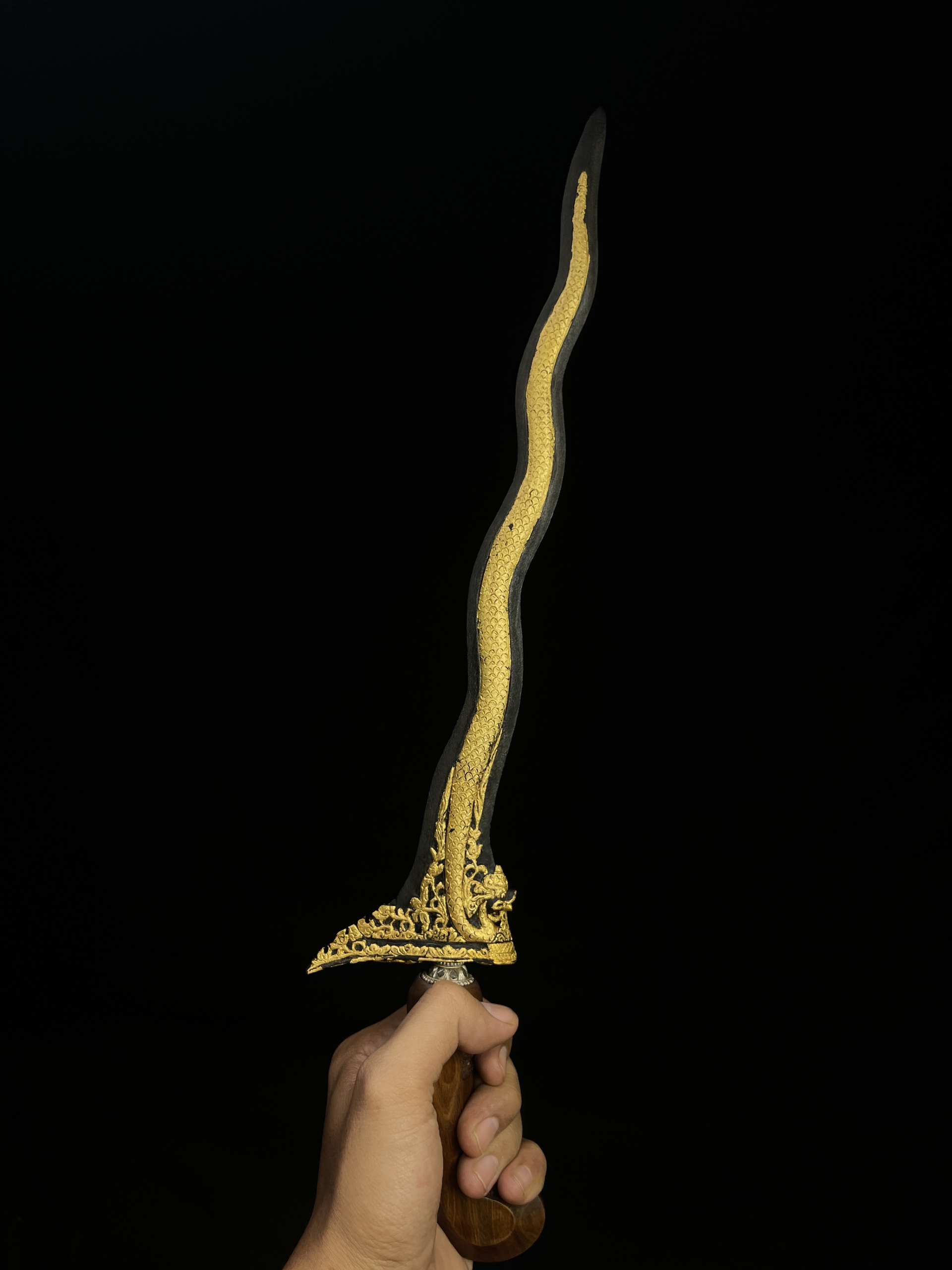 Keris Naga Sapta Tinatah Emas Asli